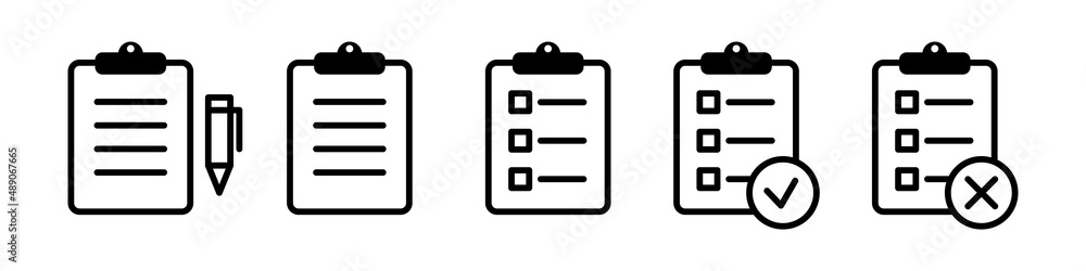 Set of black clipboard icons. Notepad icons. Set of black vector icons of notebooks and pencil or pen. Vector clipart isolated on transparent background.
Set of black clipboard icons. Notepad icons. Set of black vector icons of notebooks and pencil or pen. Vector clipart isolated on transparent background.