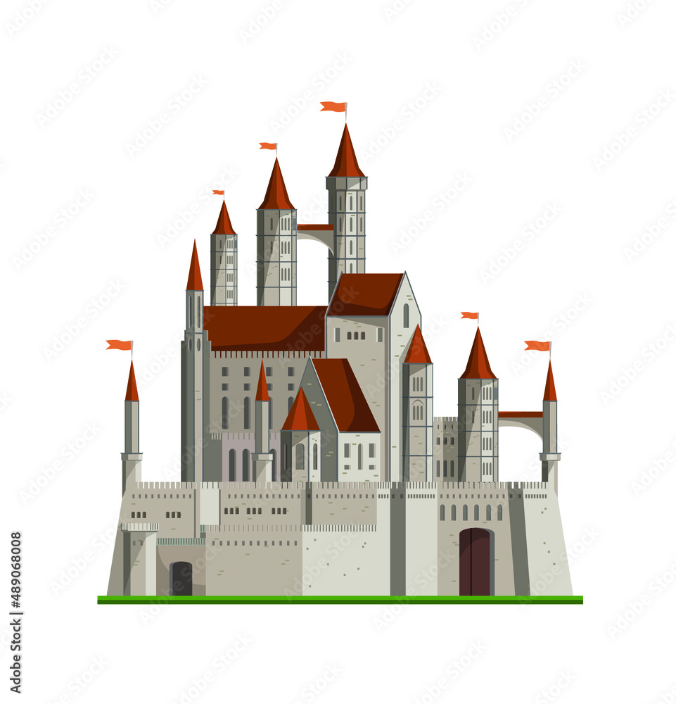 Vector illustration of  flat big castle  isolated on white background