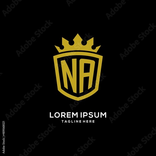 Initial NA logo shield crown style, luxury elegant monogram logo design