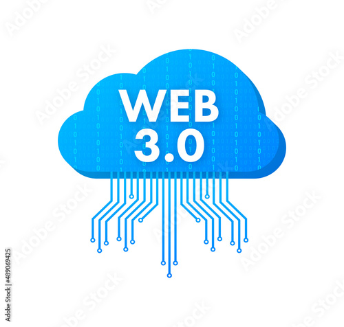 Web 3.0 technology for web design. Internet blockchain technology. Nft concept. Vector stock illustration.