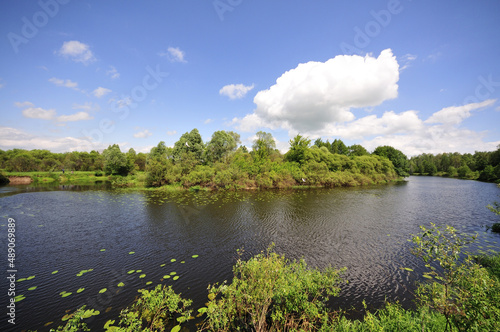 Beautiful and calm river on a sunny day