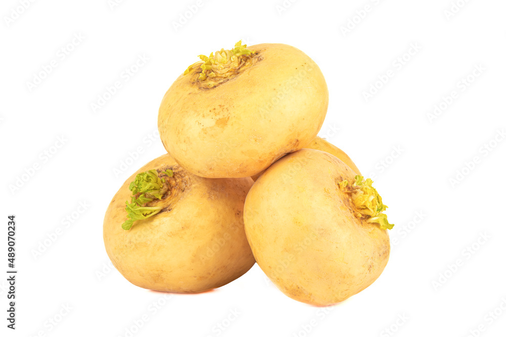 Several ripe turnips isolated on white background. Several ripe turnips isolated on white background.