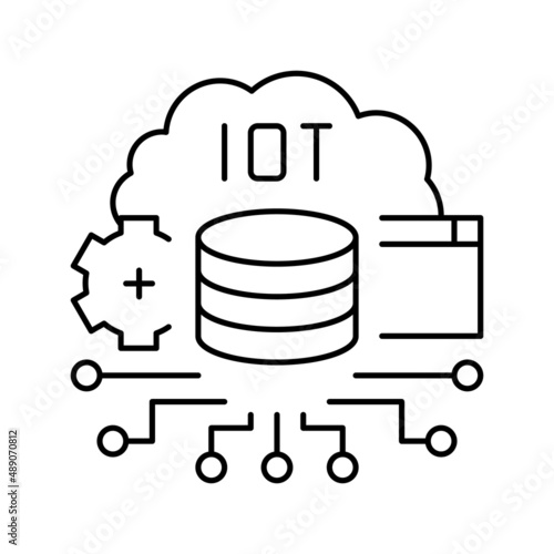 iot electronic technology line icon vector illustration