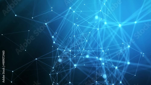 Motion graphic of Blue technology icon network connection abstract background concept video. 3D render