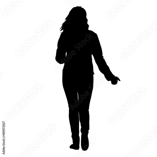 Silhouette of a walking girl on a white background