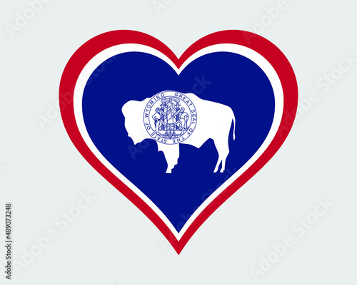 Wyoming USA Heart Flag. WY US Love Shape State Flag. Equality State United States of America Banner Icon Sign Symbol Clipart. EPS Vector Illustration.