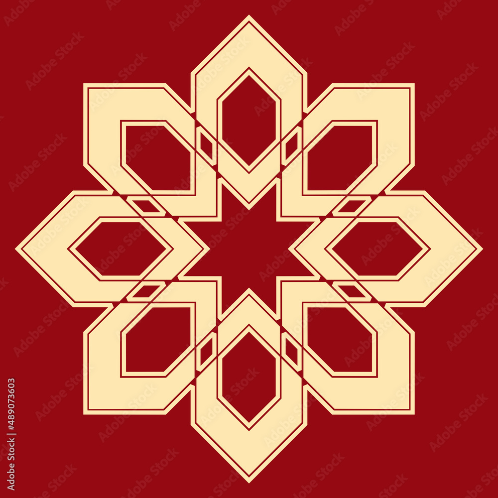Decorative frame Elegant vector element for design in Eastern style, place for text. Geometric golden and red border. Lace illustration for invitations and greeting cards Decorative frame Elegant vector element for design in Eastern style, place for text. Geometric golden and red border. Lace illustration for invitations and greeting cards
