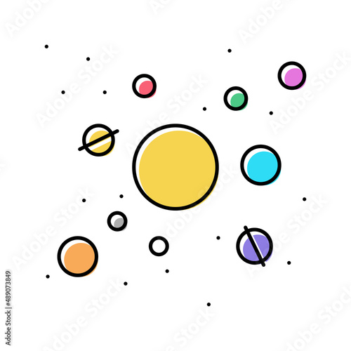 solar system planets color icon vector illustration