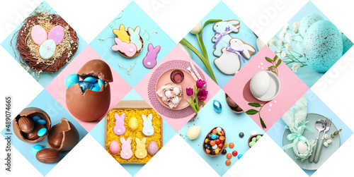 Collage with tasty Easter c...