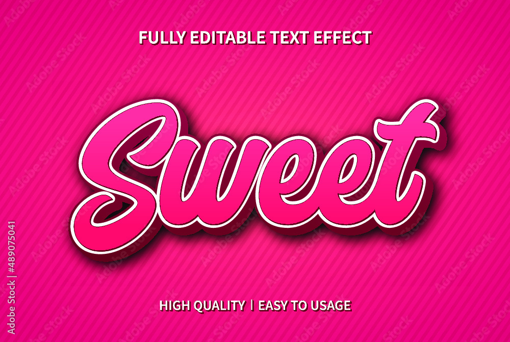 Editable text effect - Sweet Style Premium Vector
