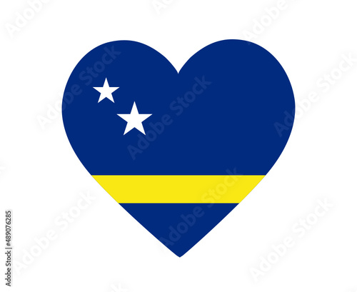 Curacao Flag National North America Emblem Heart Icon Vector Illustration Abstract Design Element
