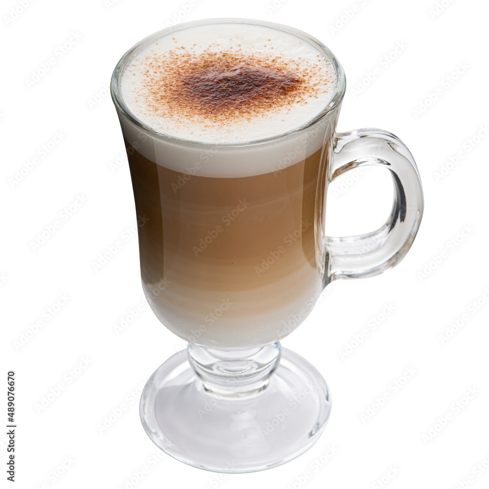 Glass cup mix latte coffee foam Glass cup mix latte coffee foam