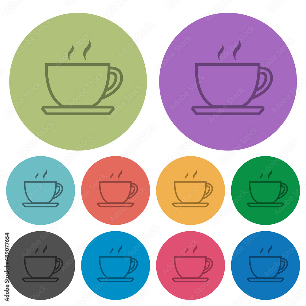 Cup of coffee outline color darker flat icons