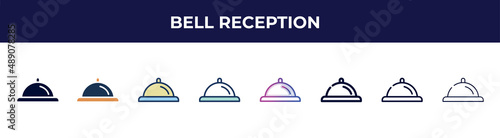 bell reception icon in 8 styles. line, filled, glyph, thin outline, colorful, stroke and gradient styles, bell reception vector sign. symbol, logo illustration. different style icons set.