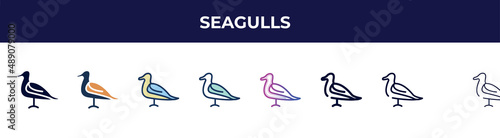 Obraz na plátně seagulls icon in 8 styles