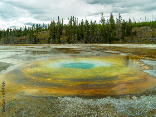 Colored Geyser Lake in Yellowstone National Park