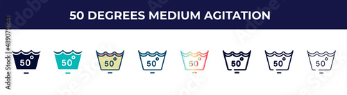 50 degrees medium agitation icon in 8 styles. line, filled, glyph, thin outline, colorful, stroke and gradient styles, 50 degrees medium agitation vector sign. symbol, logo illustration. different