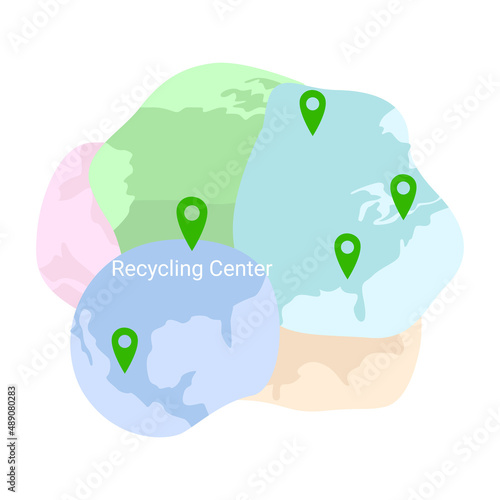 Recycling center, clothes donation on the map. Concept. Clothing recycling