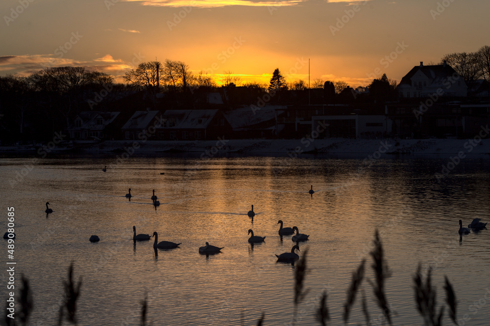 Naklejka premium Nykøbing Mors sunset