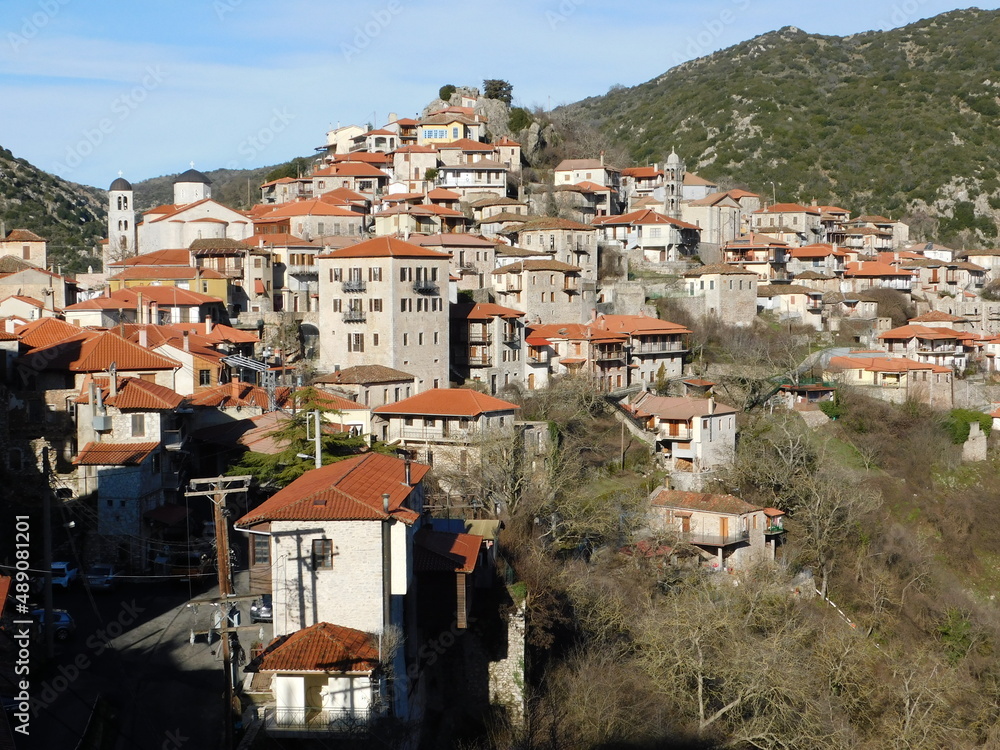 View of the town of Dimitsana in Arcadia, Peloponnese, Greece