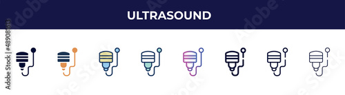 ultrasound icon in 8 styles. line, filled, glyph, thin outline, colorful, stroke and gradient styles, ultrasound vector sign. symbol, logo illustration. different style icons set.