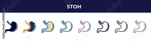 stoh icon in 8 styles. line, filled, glyph, thin outline, colorful, stroke and gradient styles, stoh vector sign. symbol, logo illustration. different style icons set.