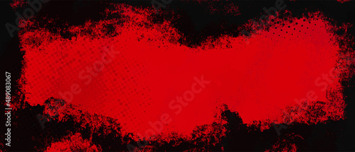 Black and red abstract grunge background with halftone style.