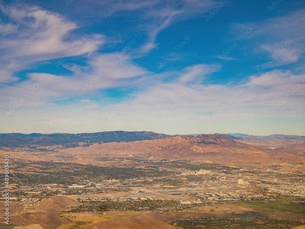 Aerial view of the Reno cityscape