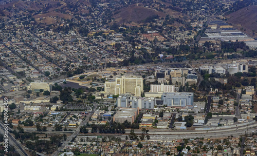 Aerial view of the Los Angeles area cityscape photo