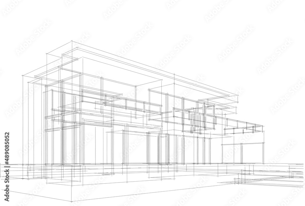 Fototapeta premium architectural sketch of a house 3d rendering 