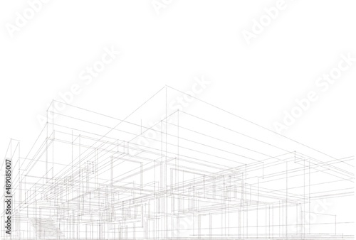 architectural sketch of a house 3d rendering 