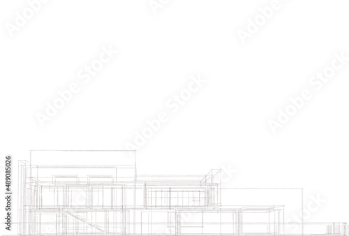 architectural sketch of a house 3d rendering 