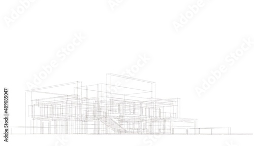 architectural sketch of a house 3d rendering 