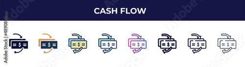 cash flow icon in 8 styles. line, filled, glyph, thin outline, colorful, stroke and gradient styles, cash flow vector sign. symbol, logo illustration. different style icons set. photo