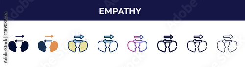 empathy icon in 8 styles. line, filled, glyph, thin outline, colorful, stroke and gradient styles, empathy vector sign. symbol, logo illustration. different style icons set.