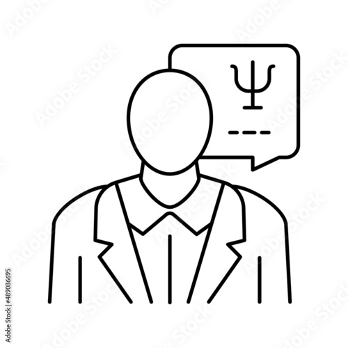 psychologist homecare service line icon vector illustration