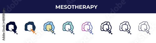 mesotherapy icon in 8 styles. line, filled, glyph, thin outline, colorful, stroke and gradient styles, mesotherapy vector sign. symbol, logo illustration. different style icons set.