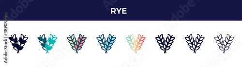 rye icon in 8 styles. line, filled, glyph, thin outline, colorful, stroke and gradient styles, rye vector sign. symbol, logo illustration. different style icons set.