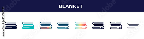 blanket icon in 8 styles. line, filled, glyph, thin outline, colorful, stroke and gradient styles, blanket vector sign. symbol, logo illustration. different style icons set.