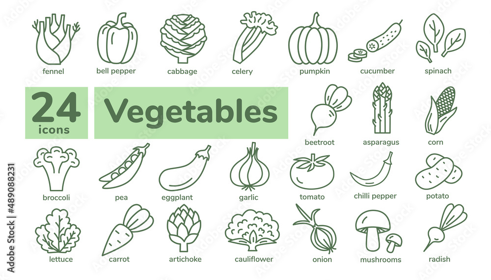 Set of vegetables icons Set of vegetables icons