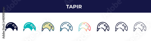 tapir icon in 8 styles. line, filled, glyph, thin outline, colorful, stroke and gradient styles, tapir vector sign. symbol, logo illustration. different style icons set.