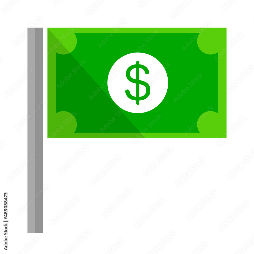 Flag icon on a dollar bill. Vector. Flag icon on a dollar bill. Vector.