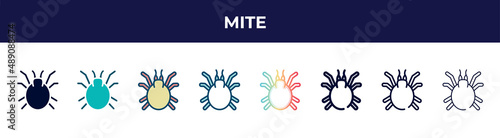 mite icon in 8 styles. line, filled, glyph, thin outline, colorful, stroke and gradient styles, mite vector sign. symbol, logo illustration. different style icons set.