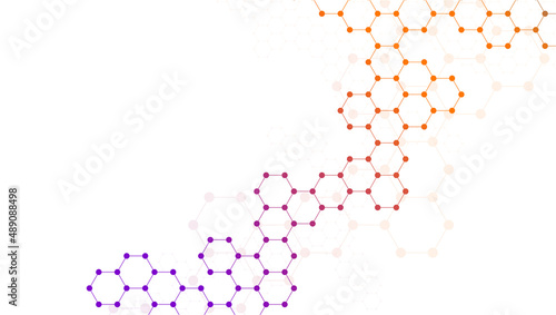 Hexagons pattern background. Genetic research  molecular structure. Chemical engineering. Concept of innovation technology. Used for design healthcare  science and medicine background
