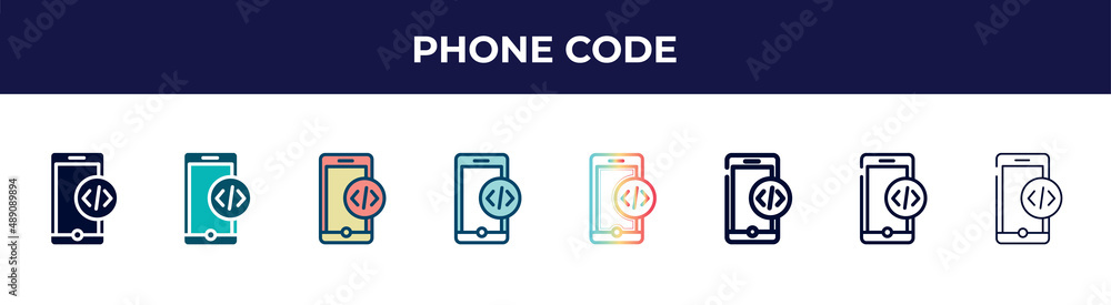 phone code icon in 8 styles. line, filled, glyph, thin outline, colorful, stroke and gradient styles, phone code vector sign. symbol, logo illustration. different style icons set. phone code icon in 8 styles. line, filled, glyph, thin outline, colorful, stroke and gradient styles, phone code vector sign. symbol, logo illustration. different style icons set.