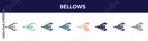 bellows icon in 8 styles. line  filled  glyph  thin outline  colorful  stroke and gradient styles  bellows vector sign. symbol  logo illustration. different style icons set.