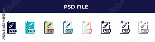 psd file icon in 8 styles. line, filled, glyph, thin outline, colorful, stroke and gradient styles, psd file vector sign. symbol, logo illustration. different style icons set.