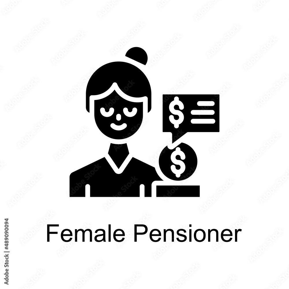 Female Pensioner Vector Solid icons for your digital or print projects.