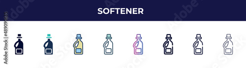 softener icon in 8 styles. line, filled, glyph, thin outline, colorful, stroke and gradient styles, softener vector sign. symbol, logo illustration. different style icons set.