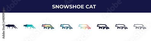 snowshoe cat icon in 8 styles. line, filled, glyph, thin outline, colorful, stroke and gradient styles, snowshoe cat vector sign. symbol, logo illustration. different style icons set.